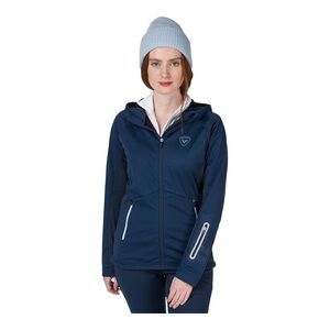 ROSSIGNOL SOFTSHELL WOMEN'S HOODED NAVY JACKET Sz L